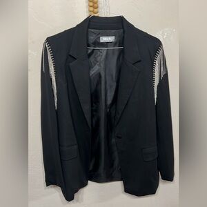 Black blazer size medium rhinestone fringe